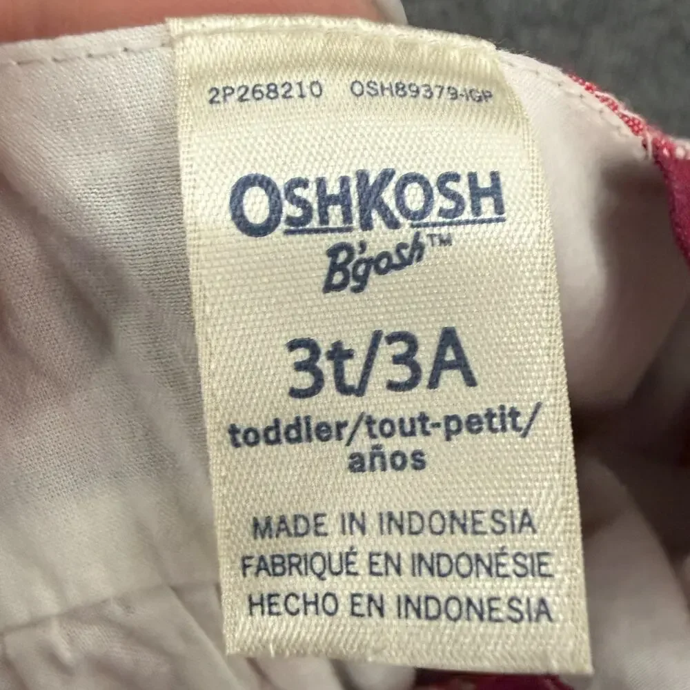 Oshkosh B'gosh Girls Jumper Sleeveless Dress Size 3 Red White Blue Plaid Cotton